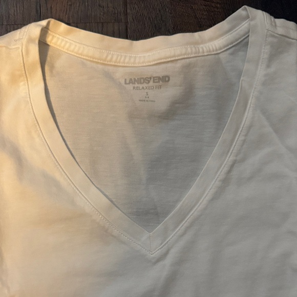 Lands' End Short Sleeve Cream Tee - Picture 2 of 4